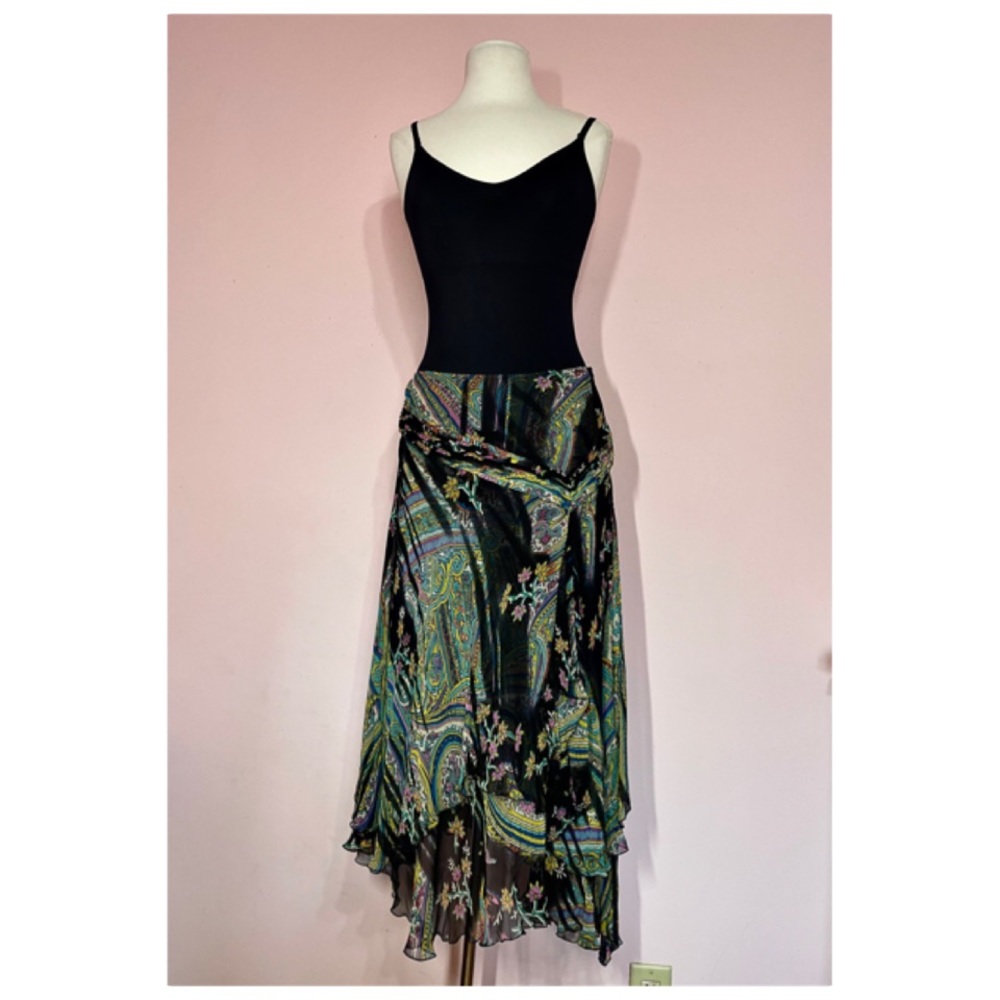 VINTAGE TRACY REESE ASYMMETRICAL TIERED SILK SKIRT… NWOT…